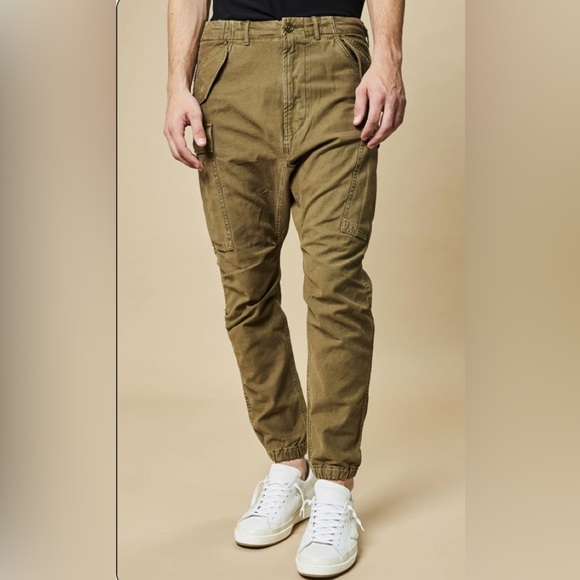 R13 SURPLUS CARGO JOGGER military Cargo PANTS SZ 29 Olive Green - Picture 1 of 12